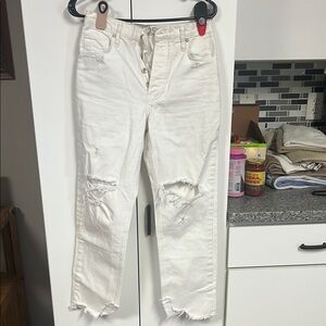 We the free Distressed White Jeans